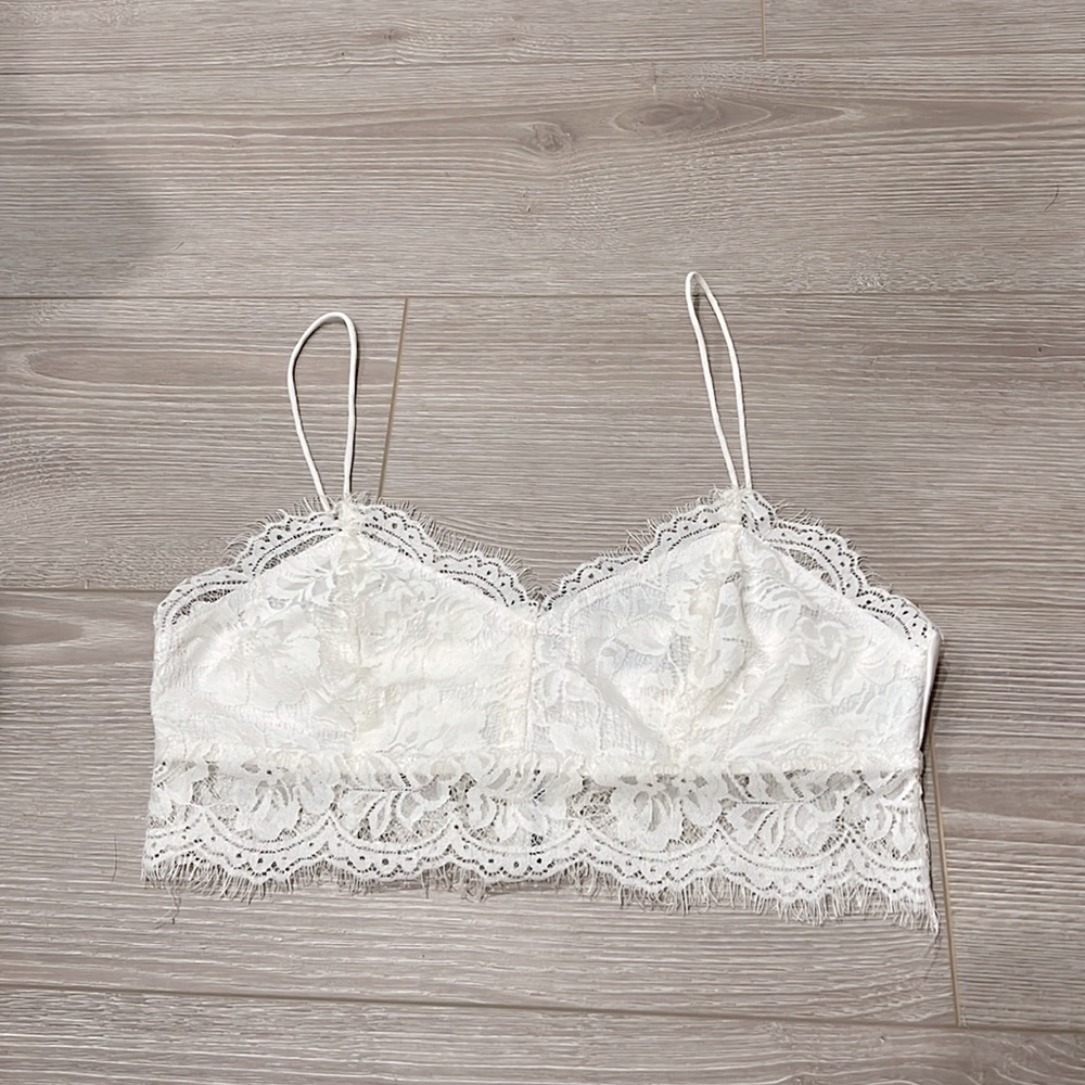 Lace Crop Top - White Eyelash Lace